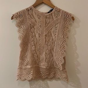 Zara lace tank top- pink/tan